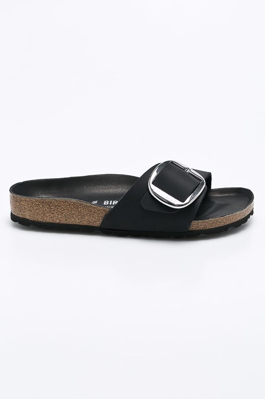 Birkenstock papuci din nubuc Madrid Big Buckle 1006523 negru AA00