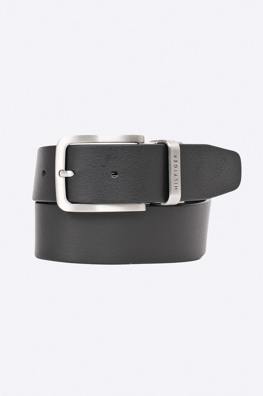 Tommy Hilfiger - Pasek skórzany dwustronny czarny AM0AM03111