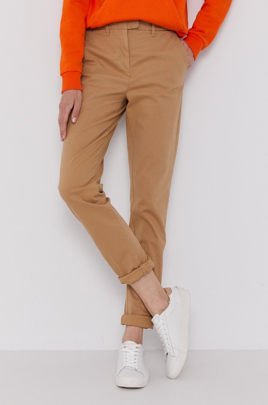 Tommy Hilfiger - Nohavice Marin s elastanom béžová WW0WW20489