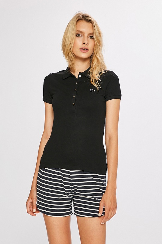 Lacoste - Top PF7845 z elastanem czarny PF7845