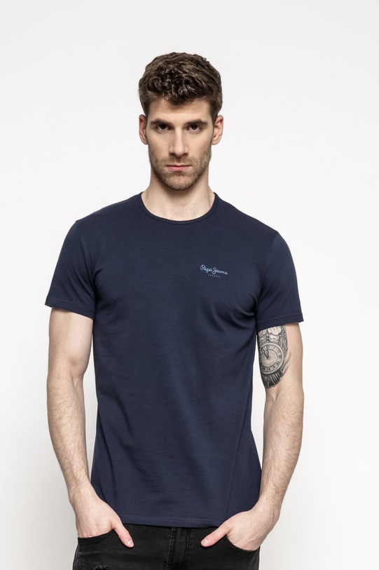 Pepe Jeans - T-shirt z elastanem granatowy PM503835