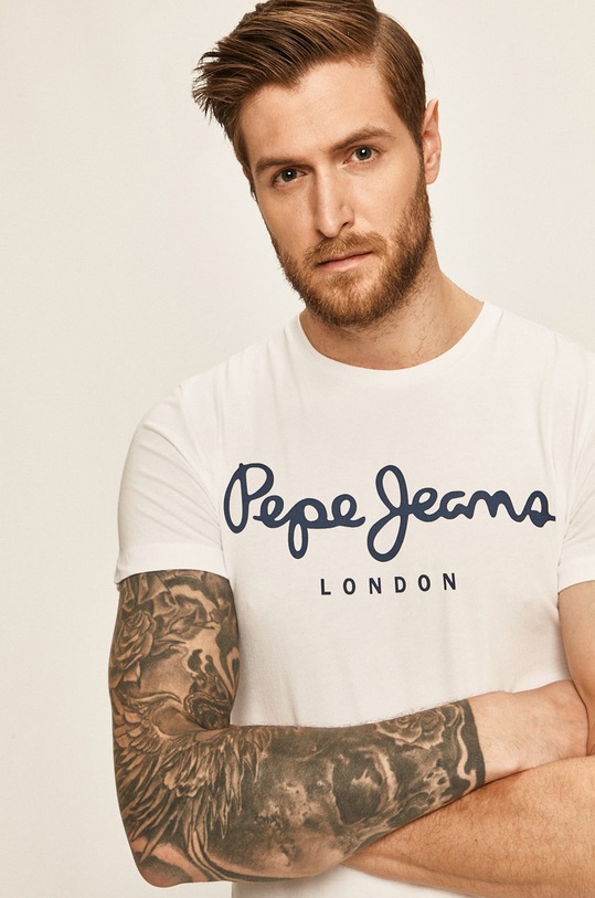 Pepe Jeans - T-shirt nadruk biały PM501594.