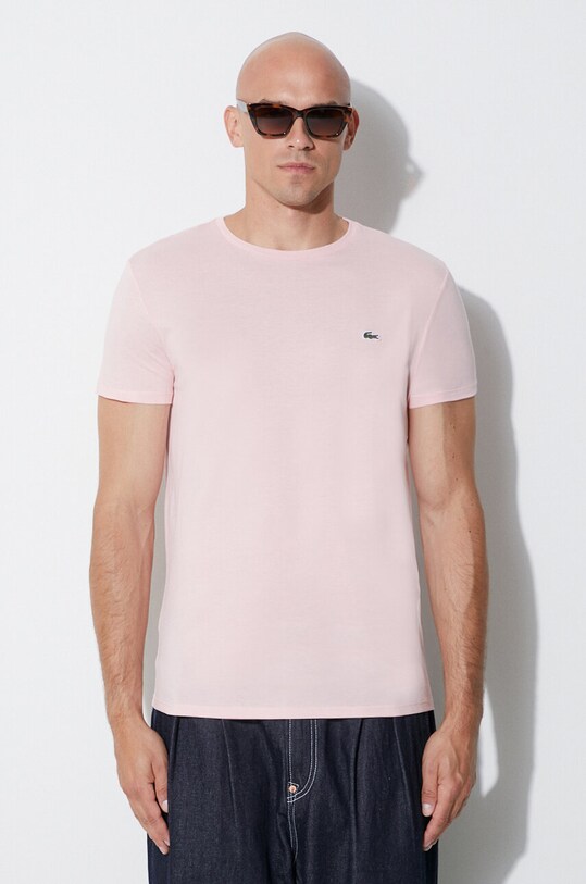 Lacoste t-shirt bawełniany bawełna różowy TH6709