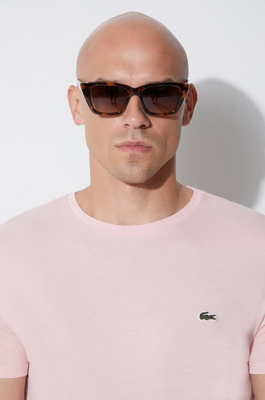 Lacoste t-shirt bawełniany TH6709 różowy