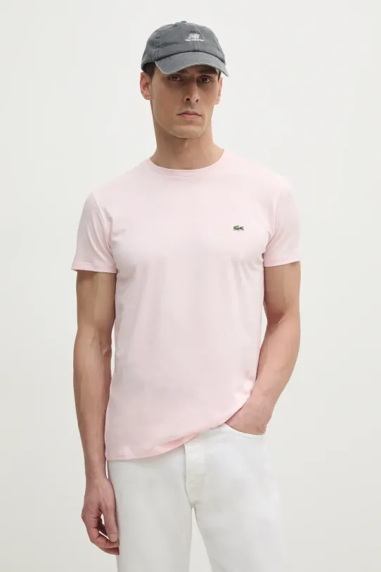 Lacoste t-shirt bawełniany bawełna różowy TH6709