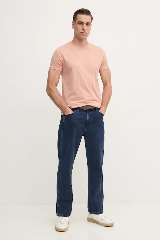 Lacoste t-shirt bawełniany TH6709 pomarańczowy AW25