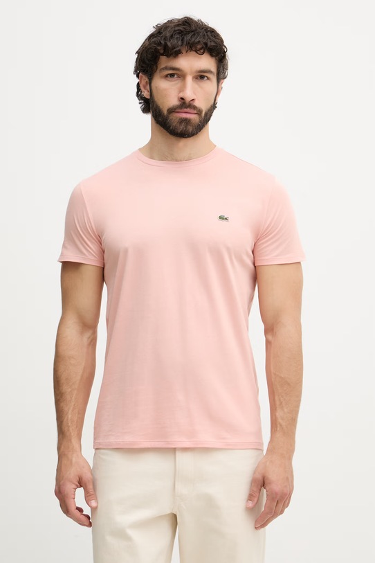 Lacoste t-shirt in cotone da uomo rosa TH6709