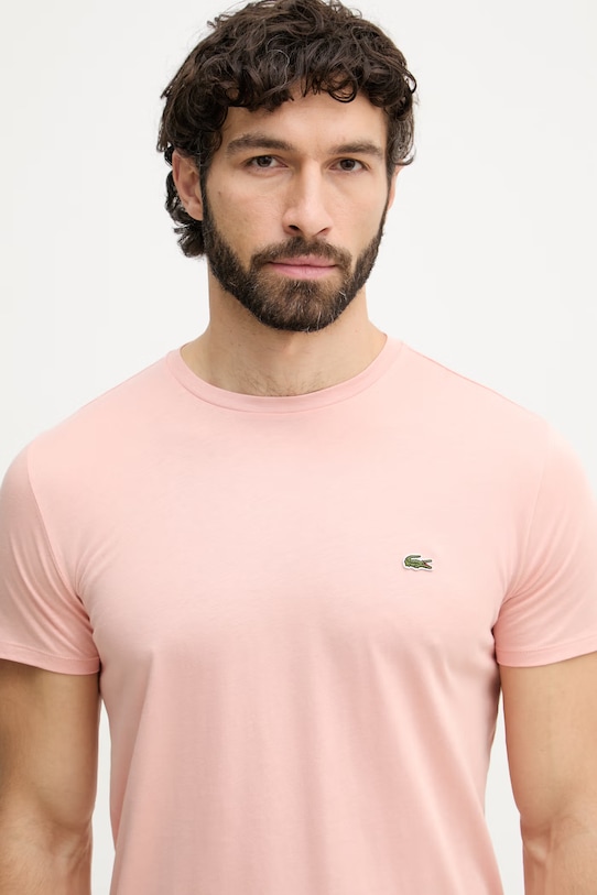 Lacoste t-shirt in cotone da uomo rosa TH6709