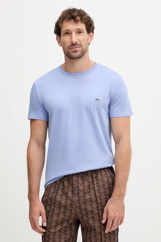 Хлопковая футболка Lacoste хлопок голубой TH6709