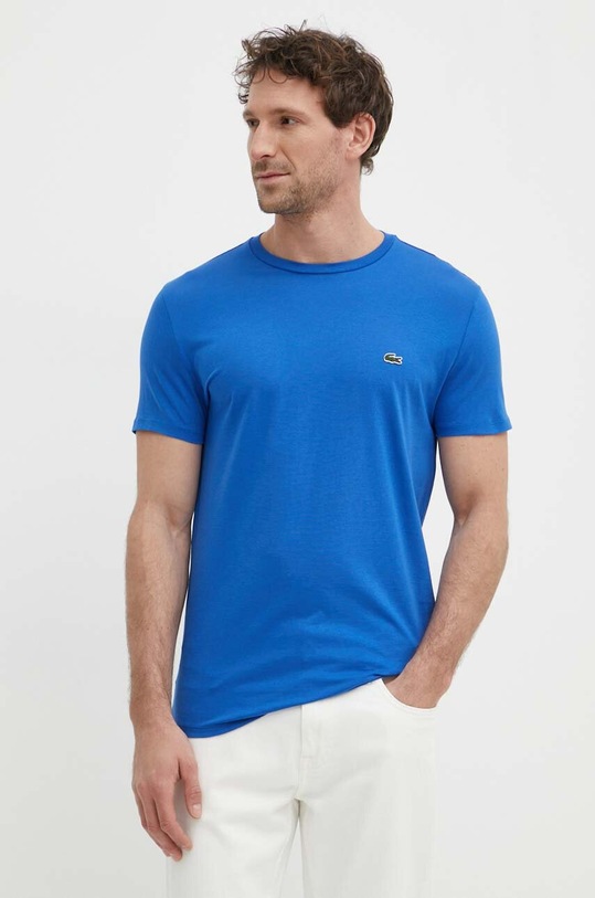 Bavlnené tričko Lacoste TH6709 modrá SS25