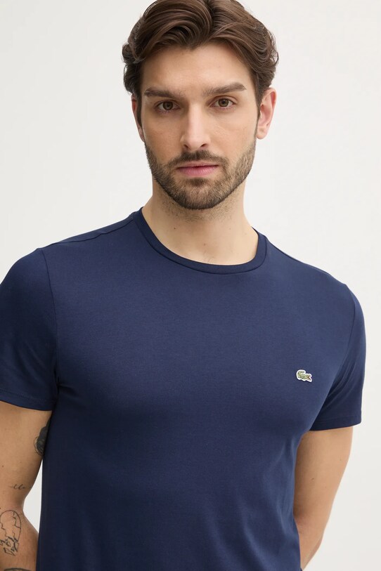 Βαμβακερό μπλουζάκι Lacoste σκούρο μπλε TH6709