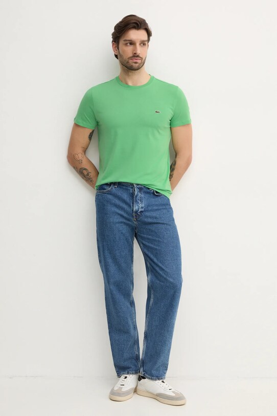 Bavlnené tričko Lacoste TH6709 zelená SS25