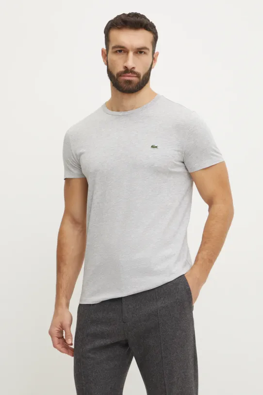 Lacoste pamut póló pamut szürke TH6709
