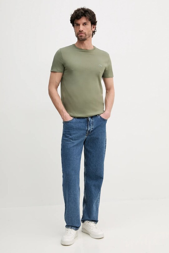 Бавовняна футболка Lacoste TH6709 зелений SS25