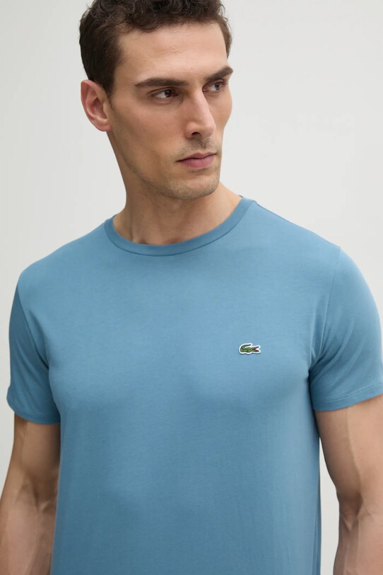 Бавовняна футболка Lacoste TH6709 блакитний SS25