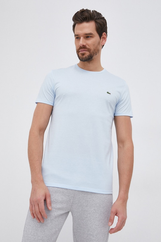 Lacoste - Tričko jednofarebný modrá TH6709