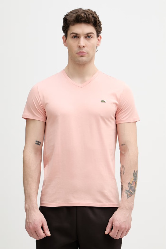 Lacoste T-shirt męski bawełniany pomarańczowy TH6710