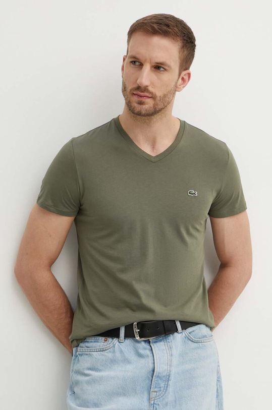 Хлопковая футболка Lacoste зелёный TH6710