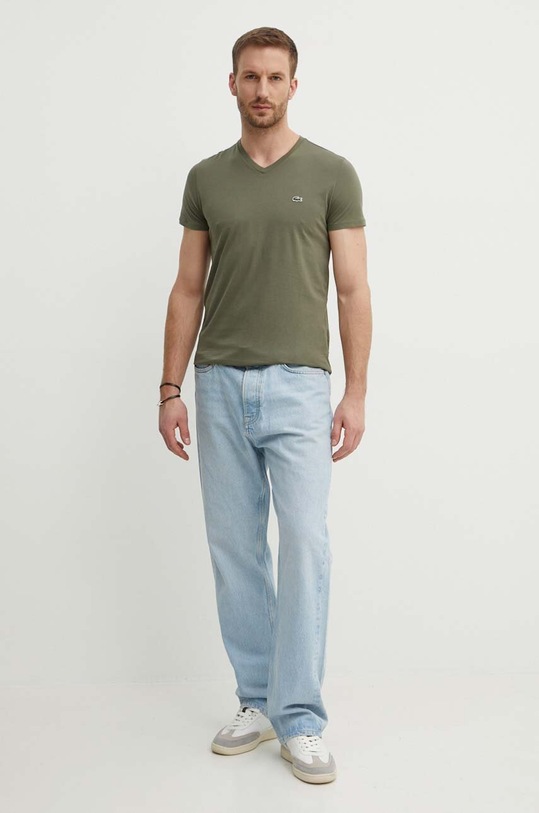 Хлопковая футболка Lacoste TH6710 зелёный SS25