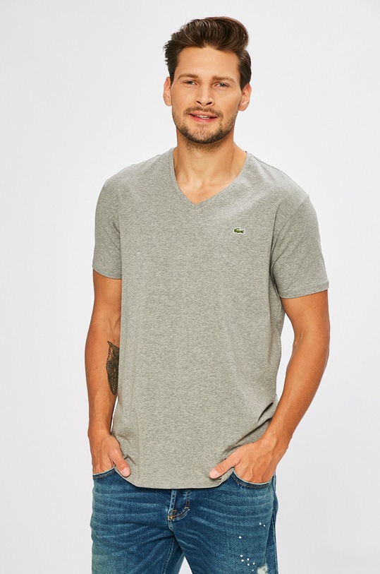 Lacoste T-shirt męski bawełniany szpic szary TH6710