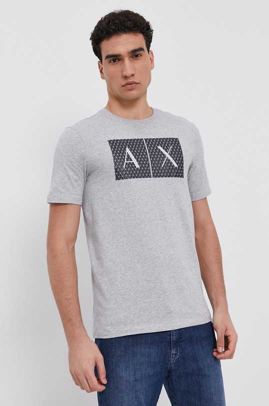 Bavlněné tričko Armani Exchange kulatý šedá 8NZTCK.Z8H4Z
