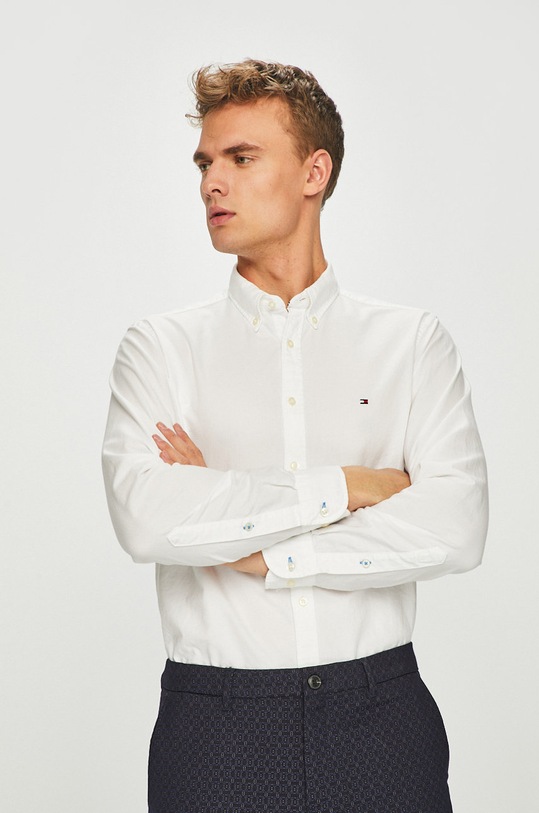 Tommy Hilfiger - Košeľa jednofarebný biela MW0MW08976