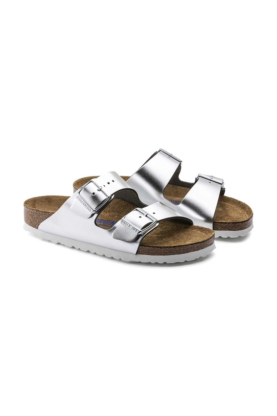 Кожаные шлепанцы Birkenstock Arizona серебрянный 1005960