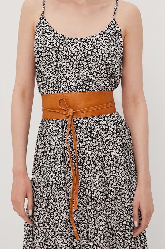 Pieces - Kožený opasok zelená 17028428