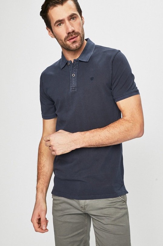 Premium by Jack&Jones - Тениска с яка памук тъмносин 12151449