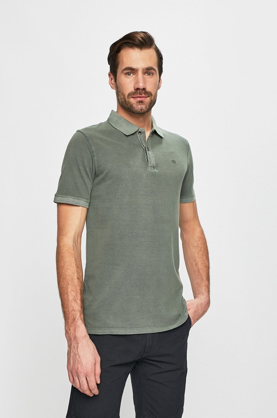 Premium by Jack&Jones - Тениска с яка памук зелен 12151449