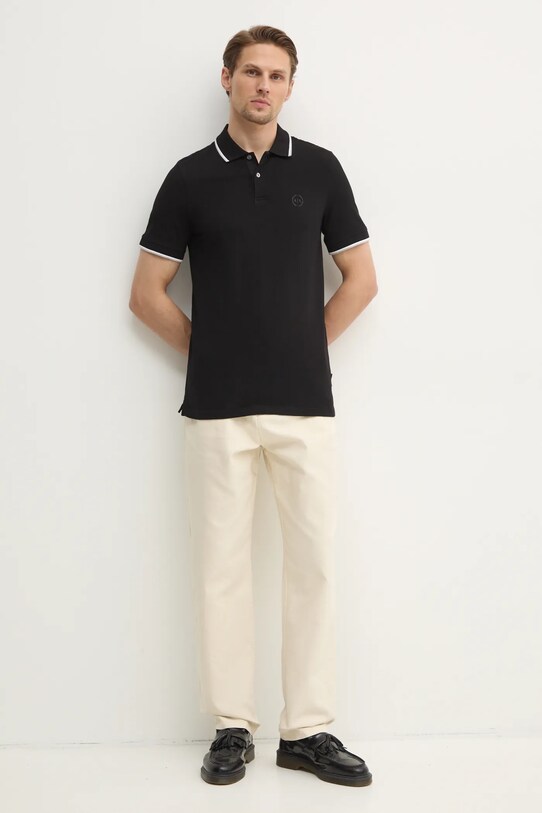 Armani Exchange polo de bumbac 8NZF75.Z8M5Z negru SS25