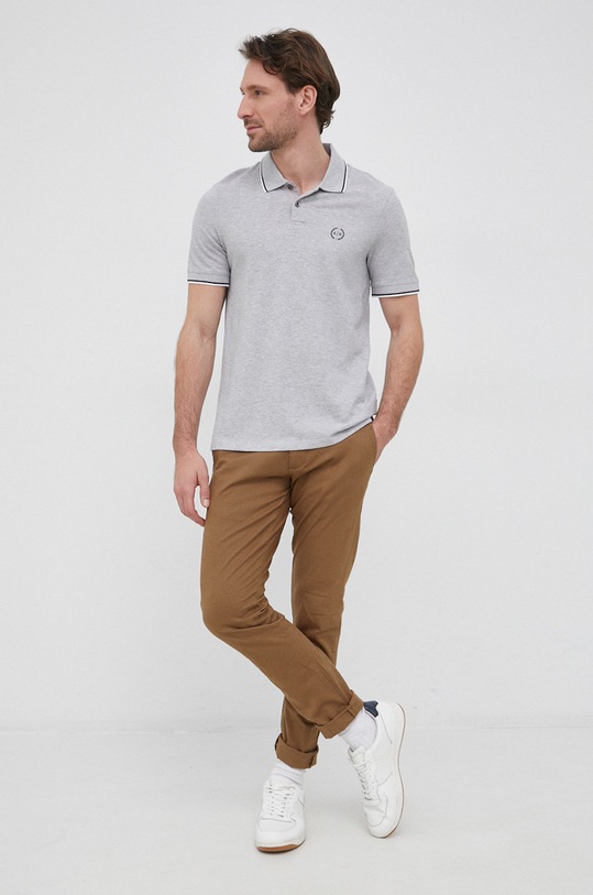 Armani Exchange polo de bumbac 8NZF75.Z8M5Z gri SS25