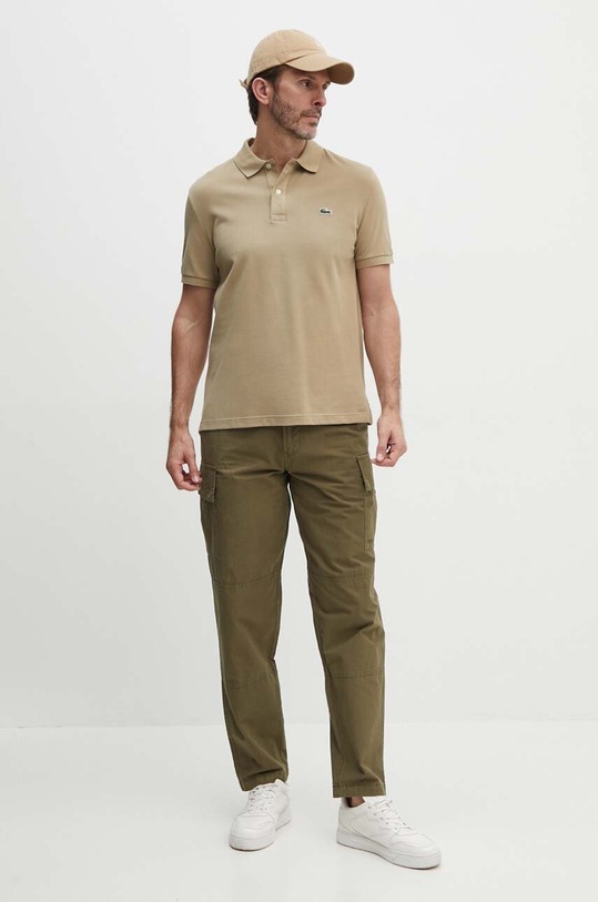 Lacoste polo bawełniane PH4012 beżowy SS25