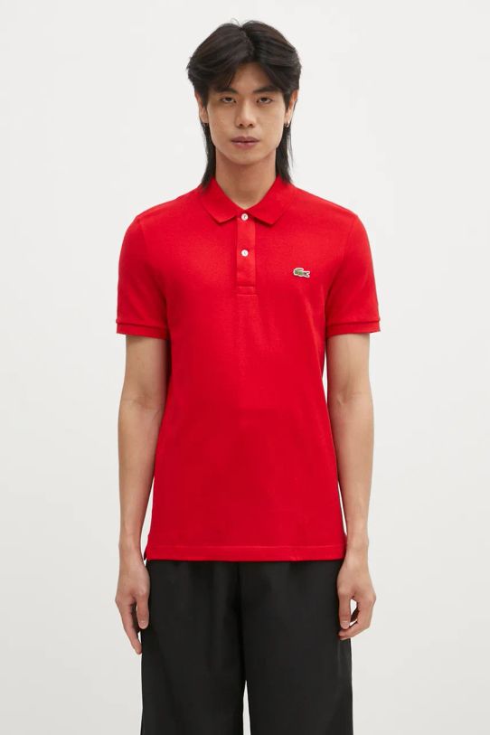 Lacoste polo in cotone semplice rosso PH4012