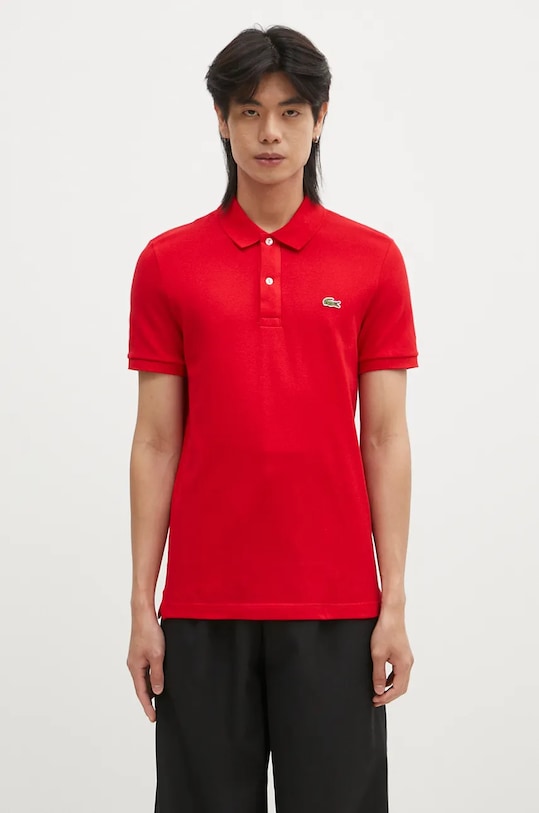 Lacoste polo bawełniane gładkie czerwony PH4012
