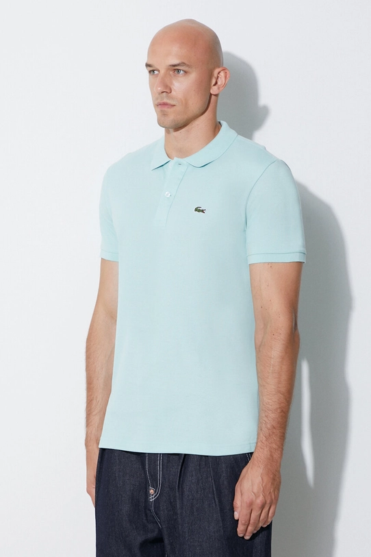 Lacoste polo bawełniane turkusowy PH4012