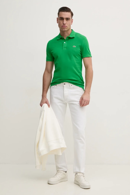 Lacoste polo bawełniane PH4012 zielony AW25