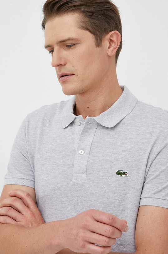 Хлопковое поло Lacoste хлопок серый PH4012