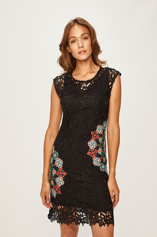 Desigual - Šaty jednofarebný čierna 19SWVW99