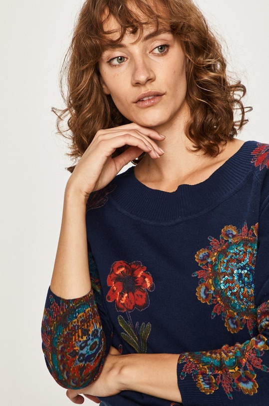 Desigual - Sveter tmavomodrá 19SWJF46