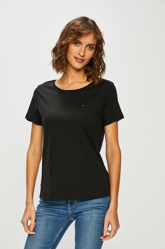 Tommy Jeans - Top bavlna čierna DW0DW05938