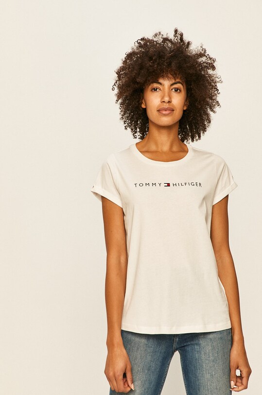 Tommy Hilfiger - T-shirt UW0UW01618 nadruk biały UW0UW01618