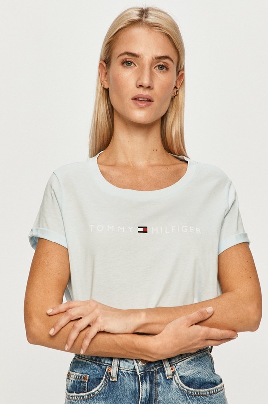 Tommy Hilfiger - T-shirt UW0UW01618 nadruk niebieski UW0UW01618