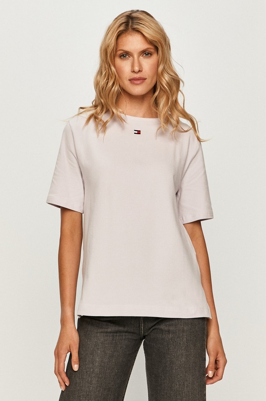 Tommy Hilfiger - Μπλουζάκι με ελαστάν μωβ UW0UW01307