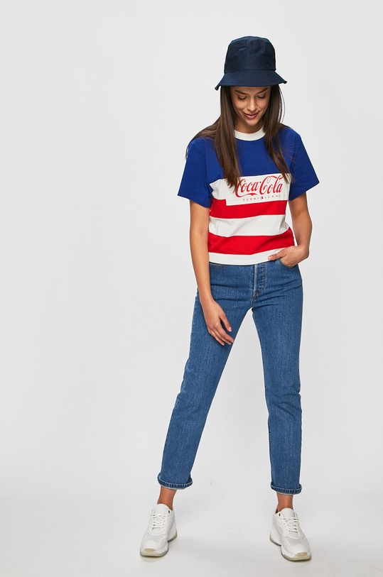 Tommy Jeans - Felső x Coca-Cola DW0DW06930 kék SS19