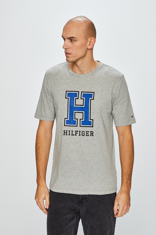 Tommy Hilfiger - Pánske tričko bavlna sivá MW0MW09528