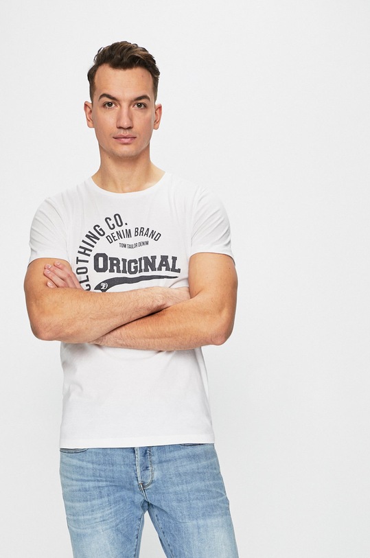 Tom Tailor Denim - Pánske tričko bavlna biela 1008171