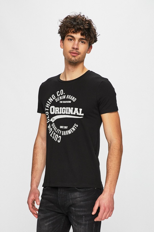 Tom Tailor Denim - Pánske tričko bavlna čierna 1008171