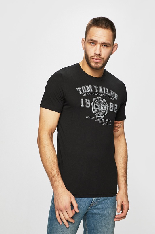 Tom Tailor Denim - Pánske tričko potlač čierna 1008637