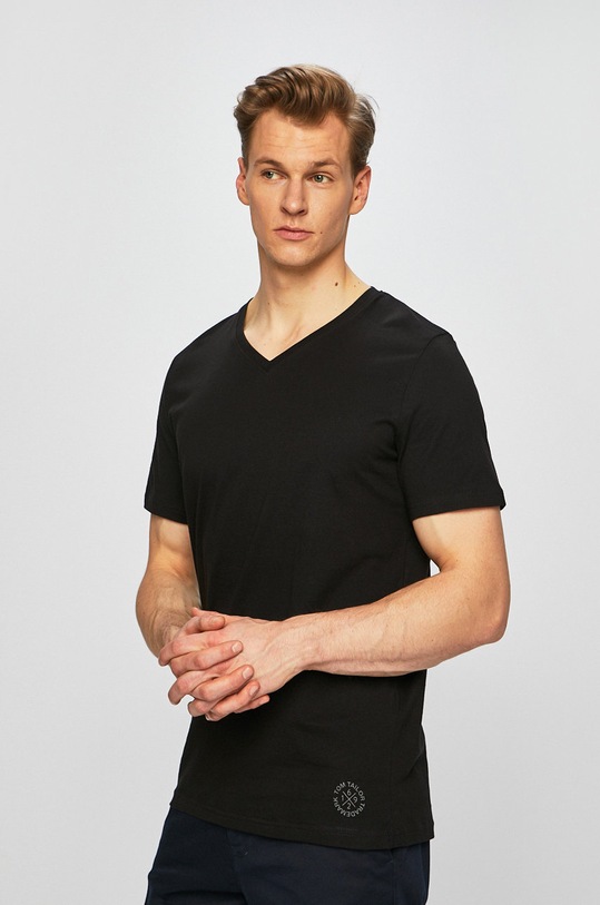 Tom Tailor Denim - Pánske tričko (2 pak) jednofarebný čierna 1008639
